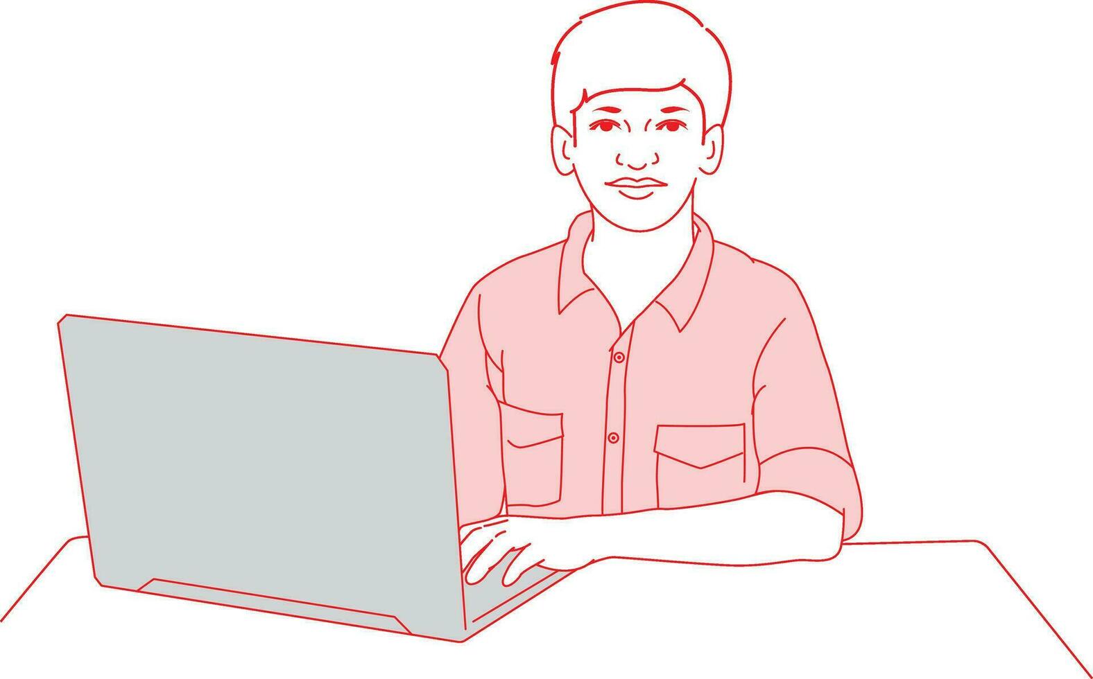 Busy Working With Laptop Line Art Free Line Art Illustration vector