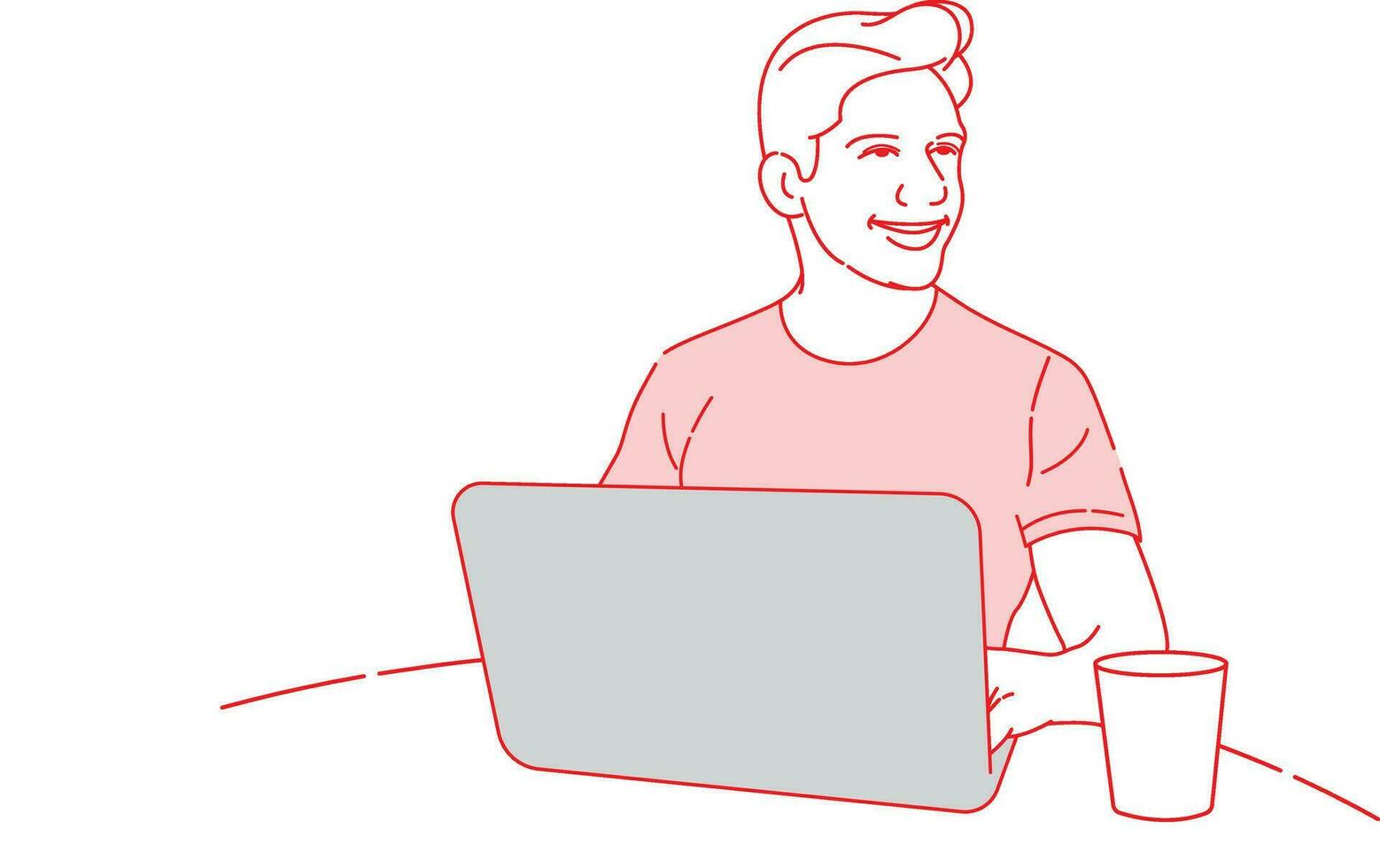 Busy Working With Laptop Line Art Free Line Art Illustration vector
