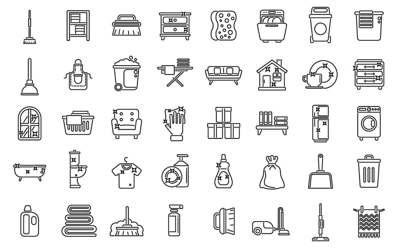 Tidy up icons set outline vector. Furniture room vector