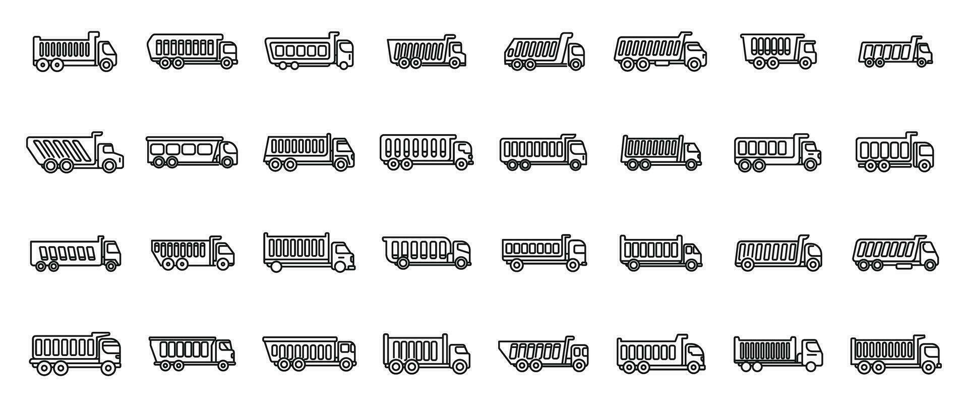 Car tipper icons set outline vector. Truck car vector