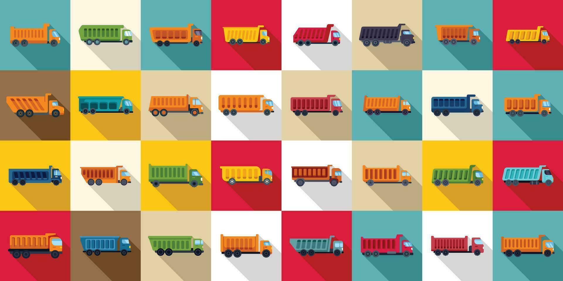 Car tipper icons set flat vector. Truck car vector