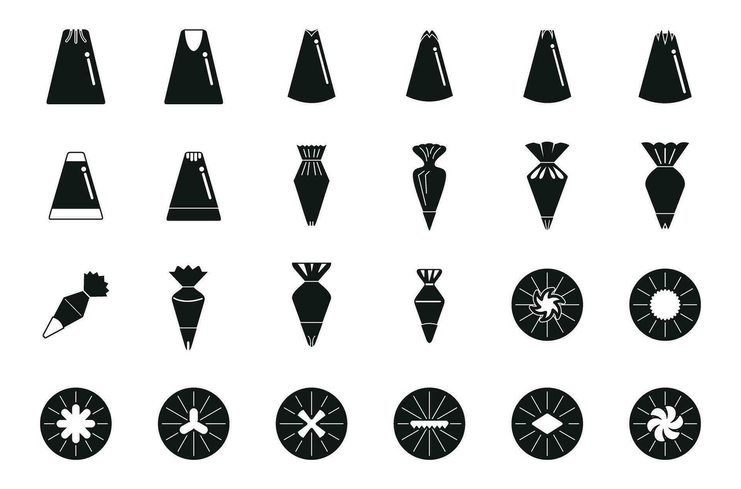 Icing nozzles icons set simple vector. Cake decoration vector