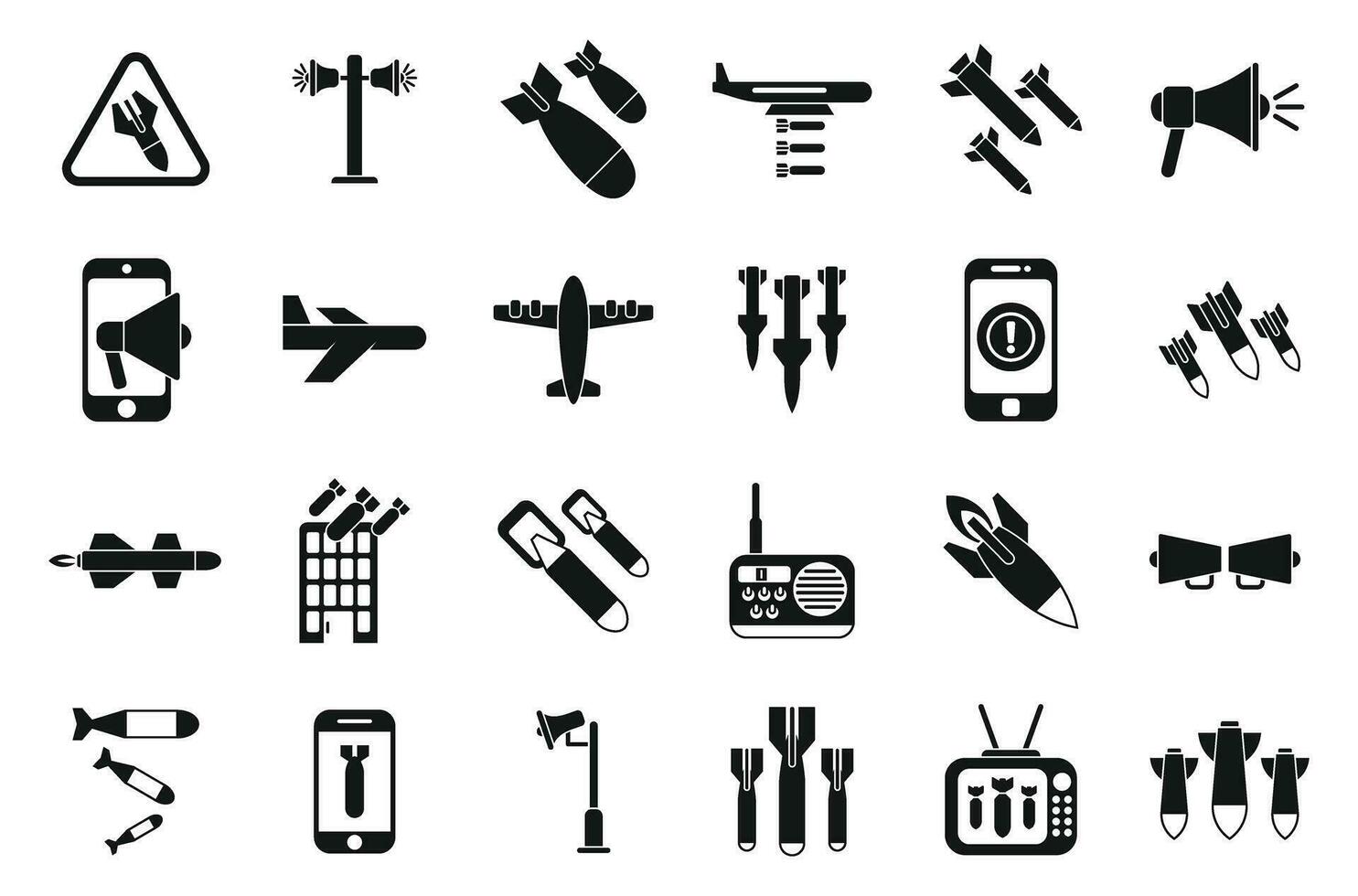 Air Raid icons set simple vector. Bomb war vector