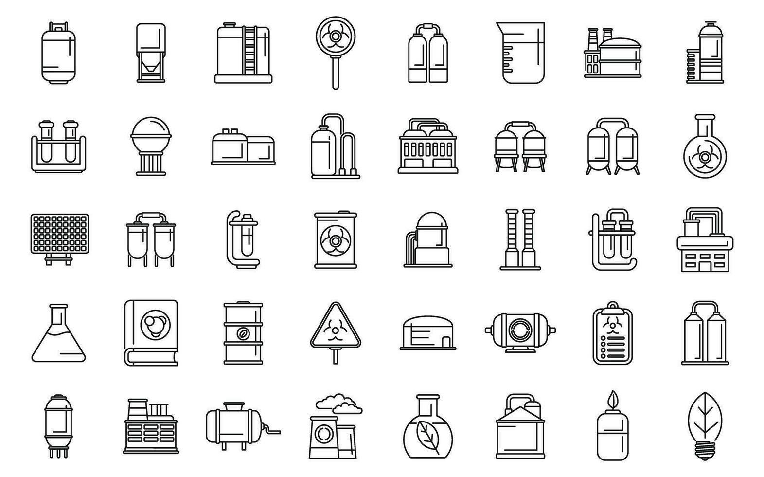 Biological station icons set outline vector. Biogas cycle vector