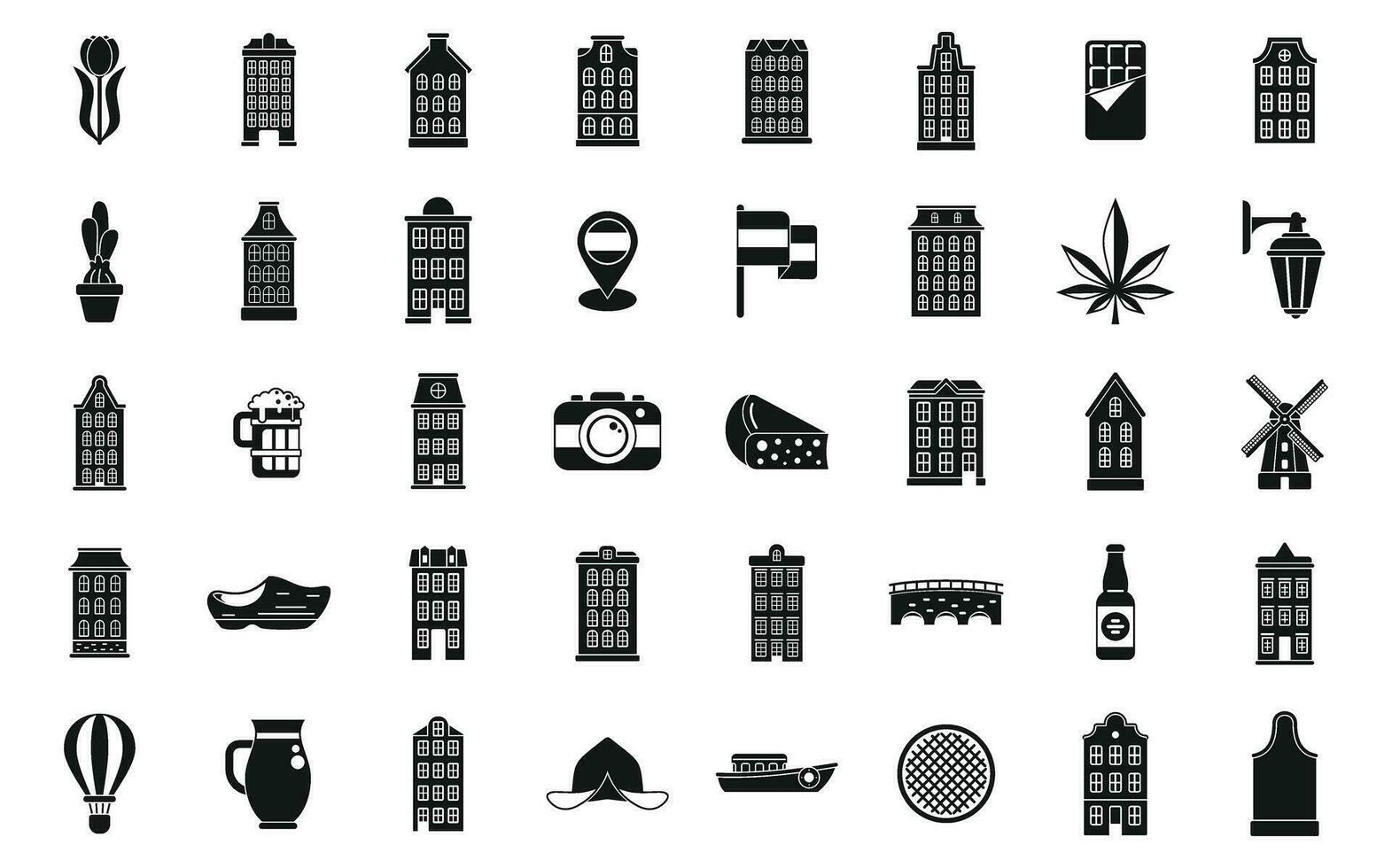 Amsterdam icons set simple vector. Europe house vector