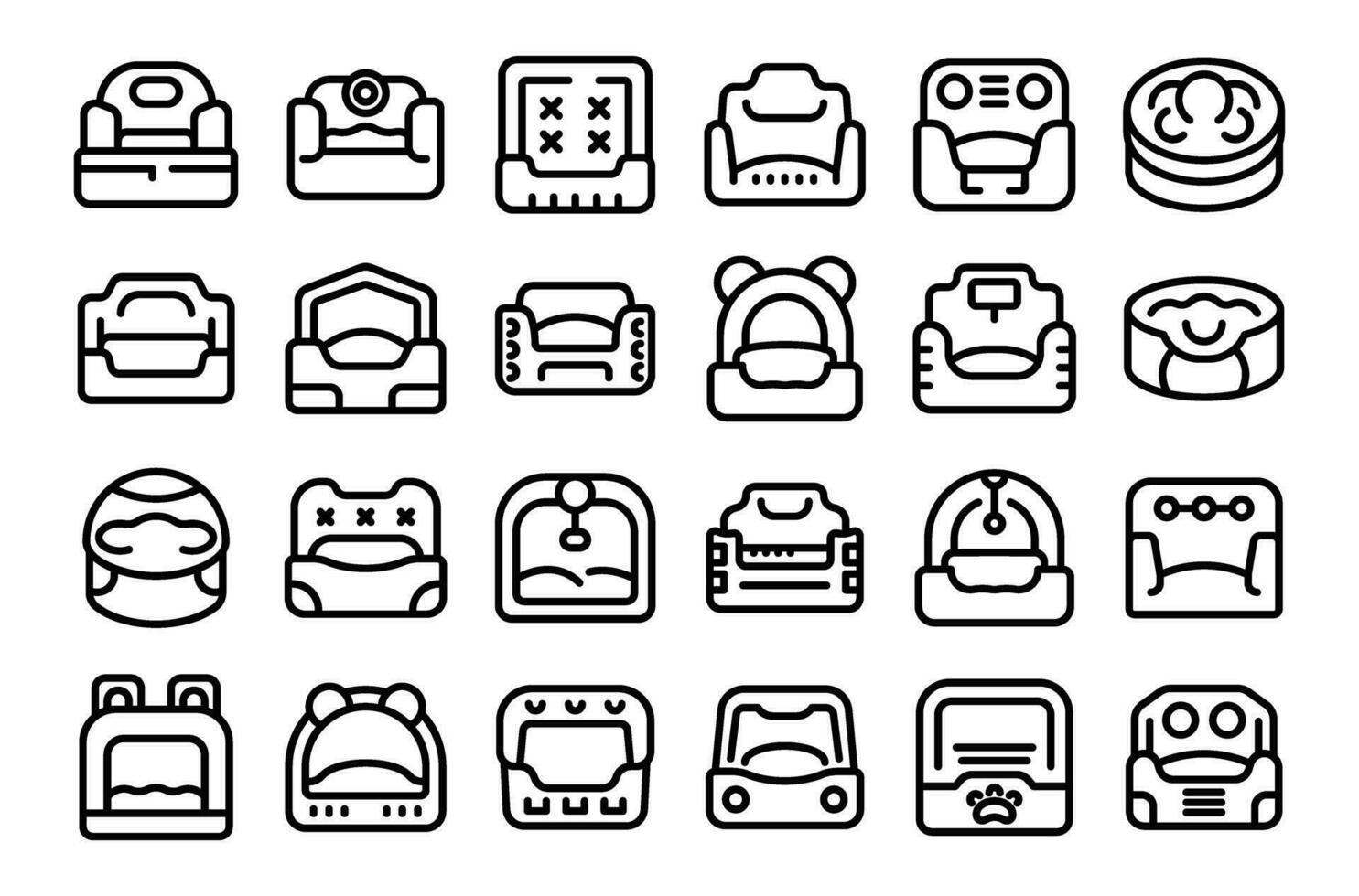 Pet Bed icons set outline vector. Dog cat house vector