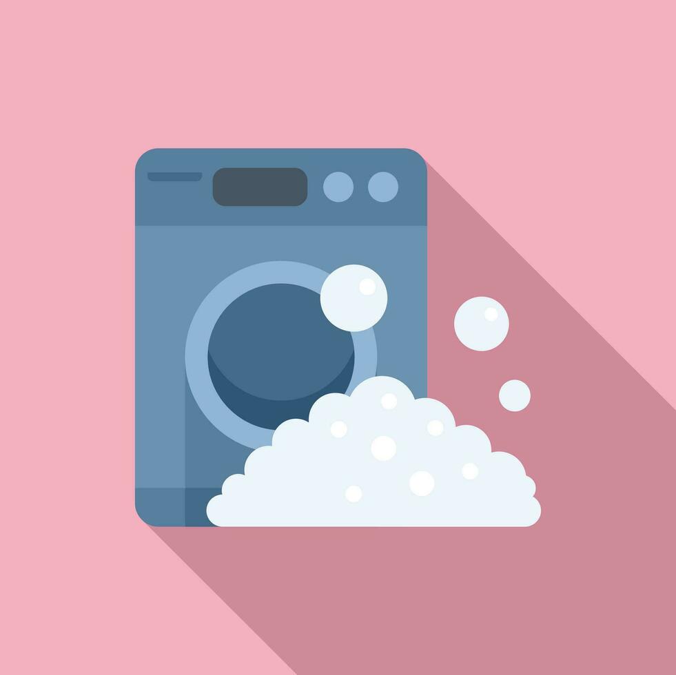 Washing machine wash soap bubbles icon flat vector. Water accident vector