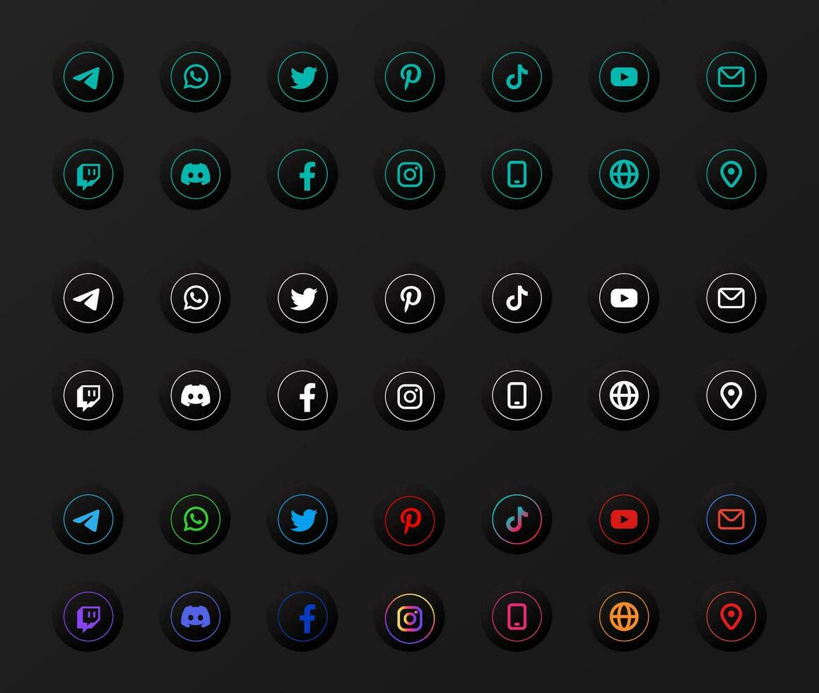 Simple Elegant Social Media Icon Button vector