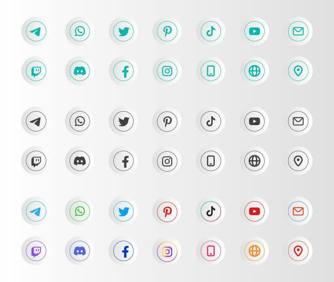 Simple Elegant Social Media Icon Button vector