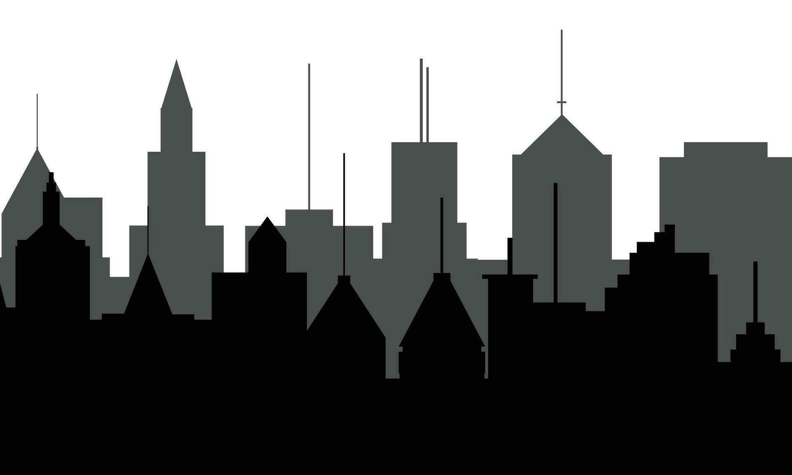 Silhouette city background. Skyscraper silhouette background. Hand drawn vector art.