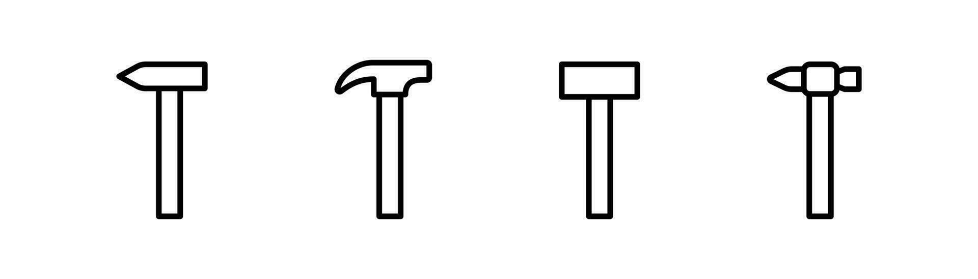 Hammer line icon. Hammer tool. Hammer icon set. Instrument illustration. Editable stroke. Stock vector illustration.