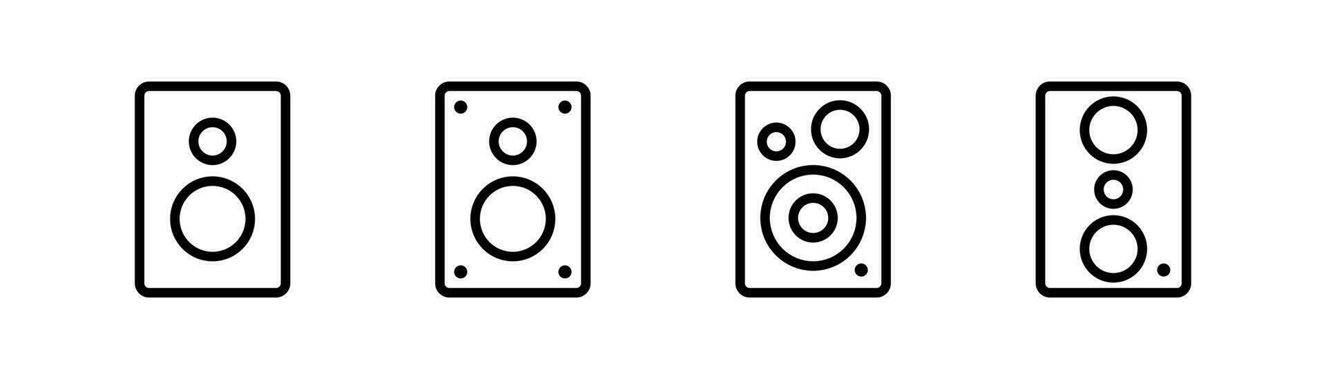 Audio speaker line icon. Music speaker icon set. Outline sound speaker set. Line music symbol. Editable stroke. Stock vector illustration.