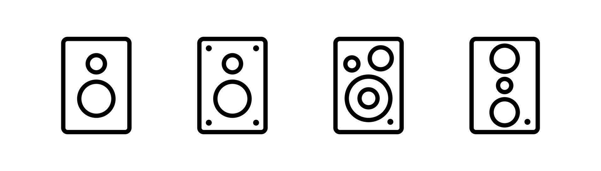 Audio speaker line icon. Music speaker icon set. Outline sound speaker set. Line music symbol. Editable stroke. Stock vector illustration.