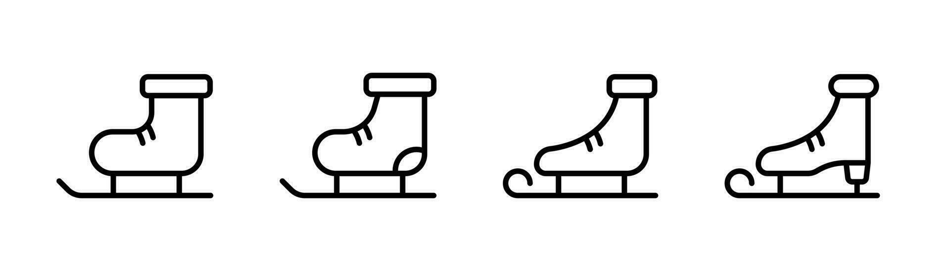 Ice skate line icon. Winter ice skating icon set. Figure skating illustration. Hockey boot sign. Ice skate line icon. Editable stroke. Stock vector illustration.