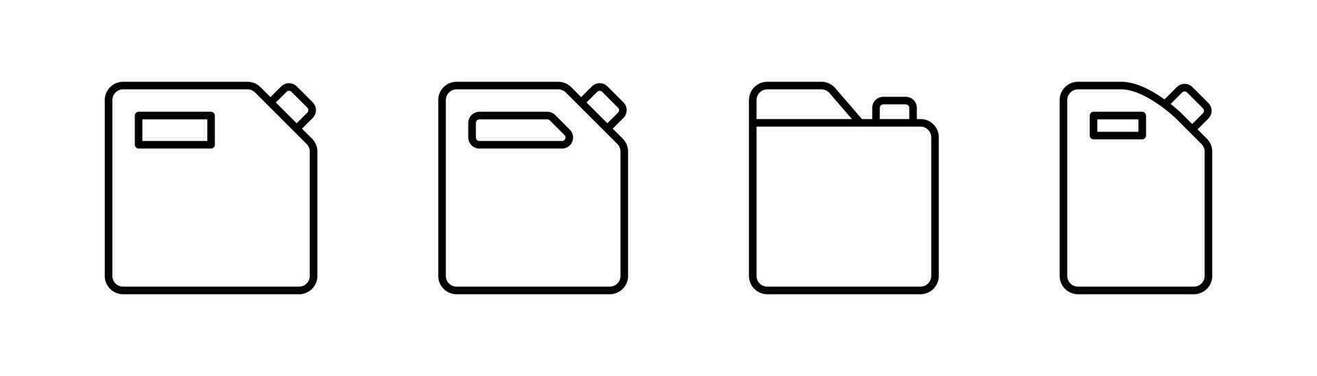 Jerry can line icon. Outline jerry can icon set. Gasoline canister. Fuel container in line. Gasoline jerry can sign. Stock vector illustration.