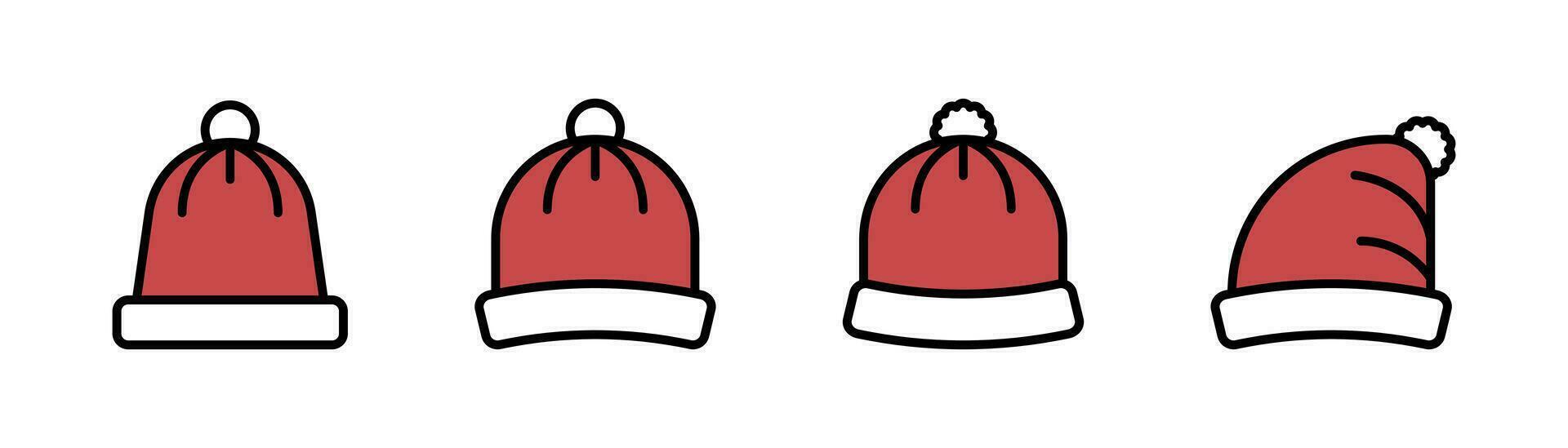 invierno sombrero plano icono. invierno gorra símbolo. rojo Navidad sombrero plano icono. invierno sombrero icono colocar. valores vector ilustración.