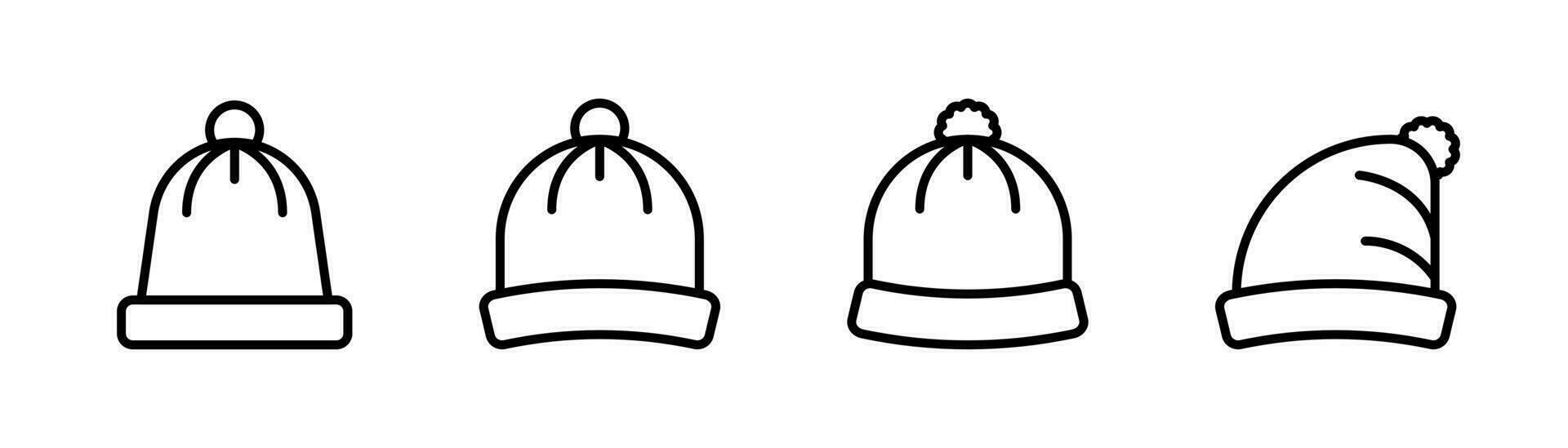 Winter hat line icon. Winter cap symbol. Christmas hat line icon. Winter hat icon set. Editable stroke. Stock vector illustration.