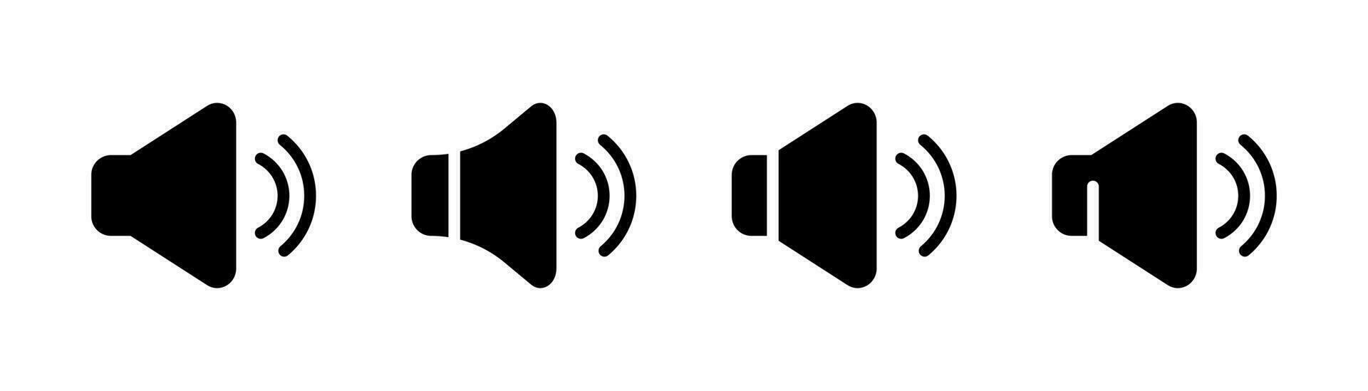 Speaker icon in glyph. Sound symbol. Megaphone icons set. Speaker sign. Loudspeaker symbol. Megaphone icon in black. Stock vector illustration