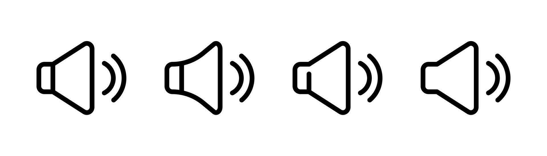 Speaker icon in line. Sound symbol. Megaphone icons set. Speaker sign. Loudspeaker symbol. Megaphone icon in line. Stock vector illustration