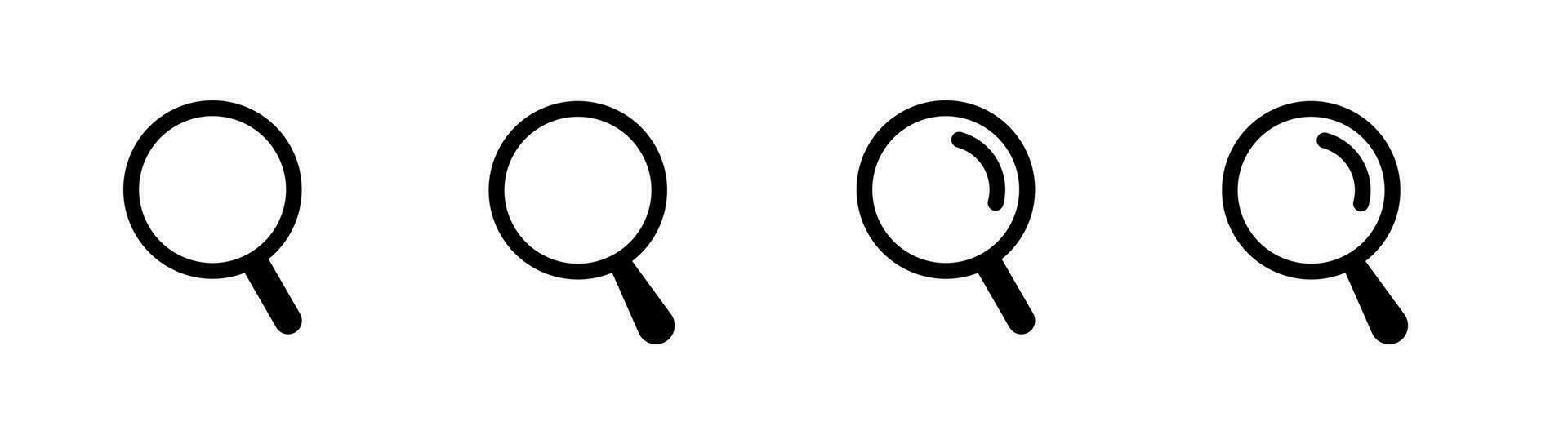 Loupe icon in line. Search symbol. Magnifier icons in line. Magnifying glass symbol. Search sign. Loupe icons set. Stock vector illustration