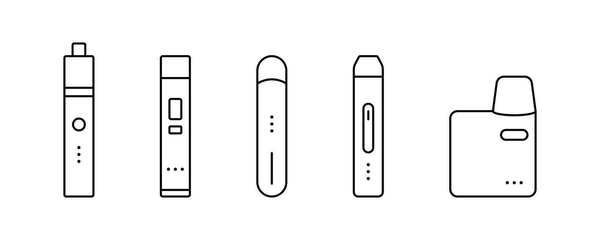 Electronic cigarette icon in line. Vape kit icon. Vaping vector illustration. E-cigarette symbol. Electronic cigarette kit pod. Vape kit in line. Vector illustration