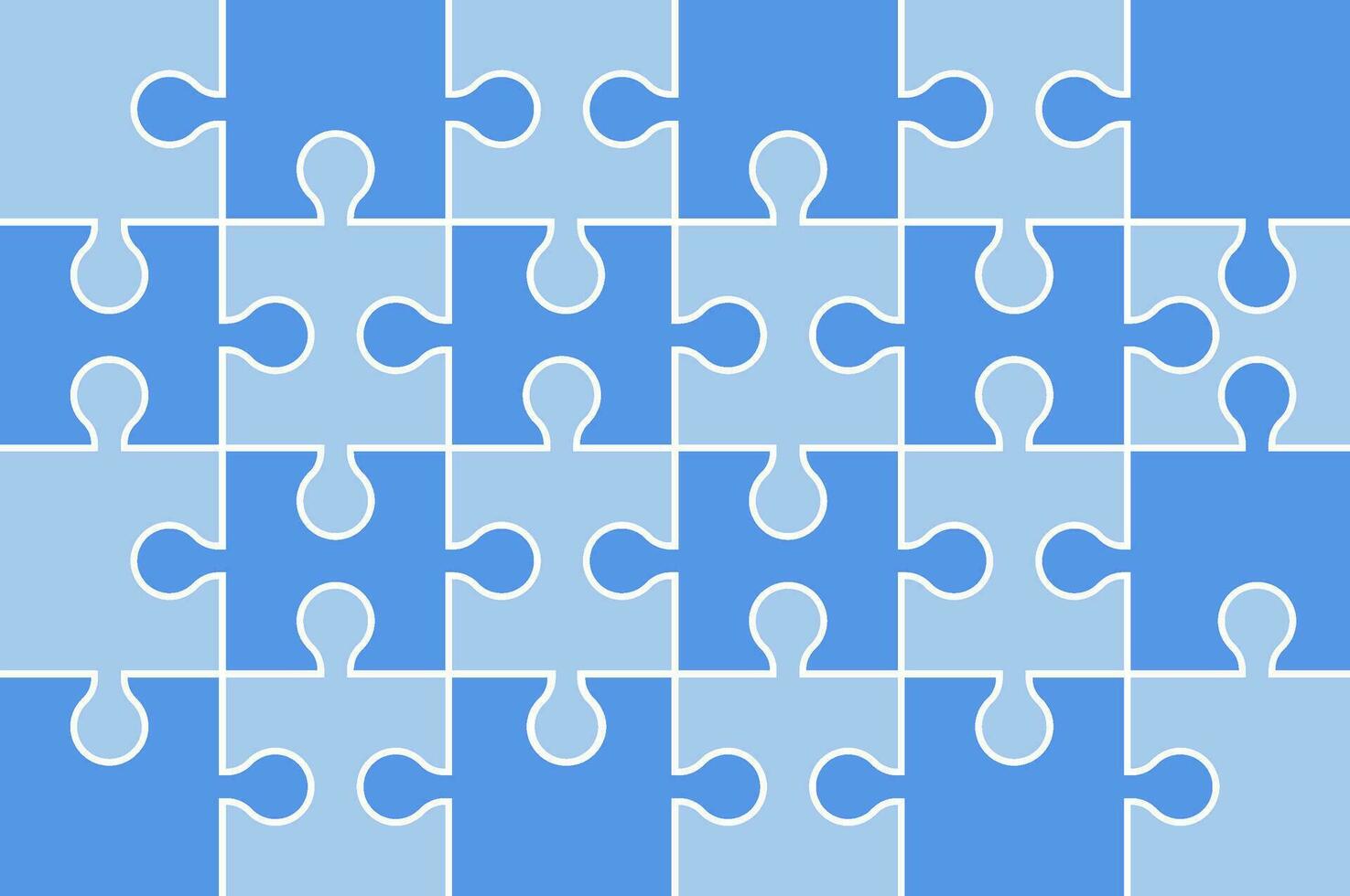 Jigsaw puzzle grid. Jigsaw piece template. Jigsaw puzzle game pattern. Blue puzzle mosaic. vector