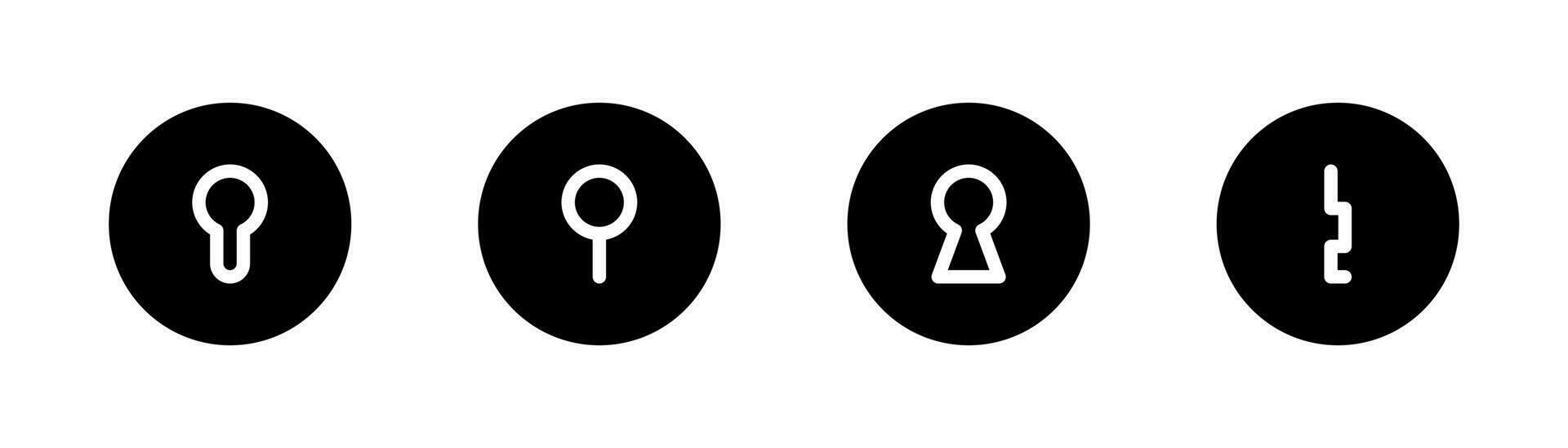 Keyhole icon in glyph. Lock keyhole in glyph. Black key hole icons set