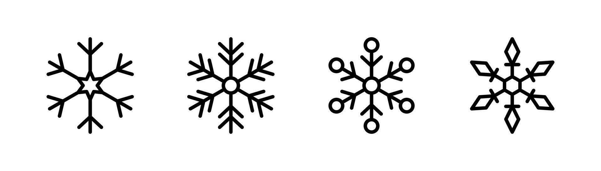 Snowflake icons set. Snowflake icon in line. Winter symbol. Christmas snowflake sign. Weather illustration. Ice symbol. Stock vector illustration