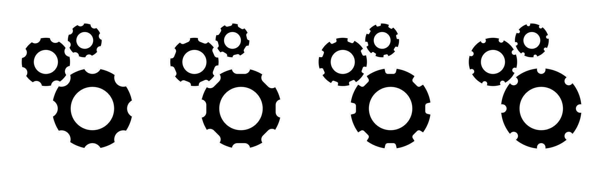 rueda dentada icono colocar. engranaje símbolo. mecanismo signo. rueda de engranaje símbolo. Progreso mecanismo. trabajo en equipo ilustración. valores vector