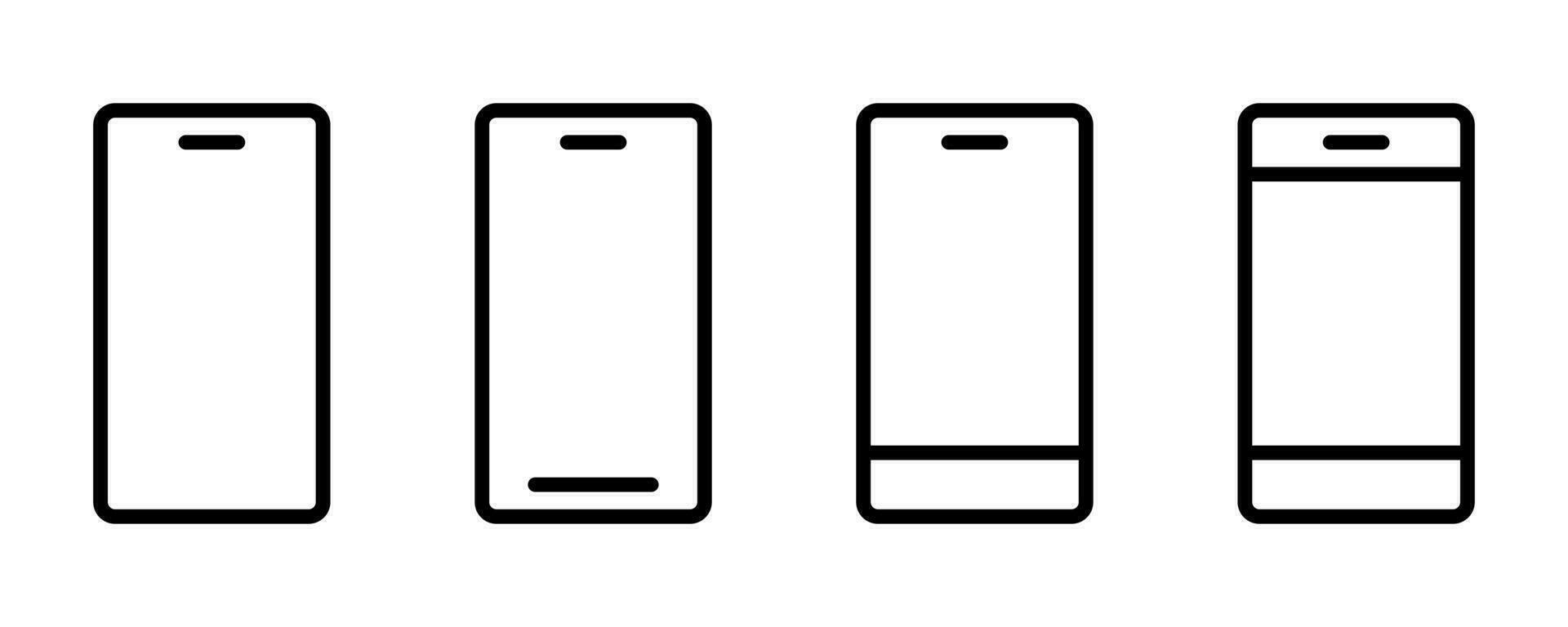 móvil iconos teléfono inteligente icono colocar. móvil teléfono en línea. contorno teléfono inteligente símbolo. Teléfono móvil en línea. móvil dispositivo icono. valores vector ilustración