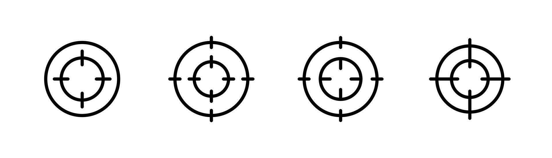 Aim sight icon. Target line icon. Sniper aim icon set. Gun aim sight in line. Editable stroke. Stock vector illustration.