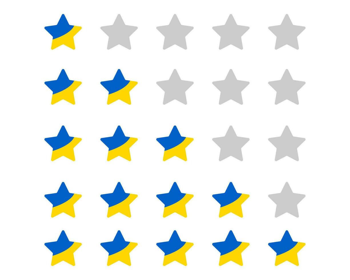estrella icono en Ucrania bandera. cinco estrellas símbolo en Ucrania bandera. clasificación símbolo en ucranio bandera. valores vector ilustración