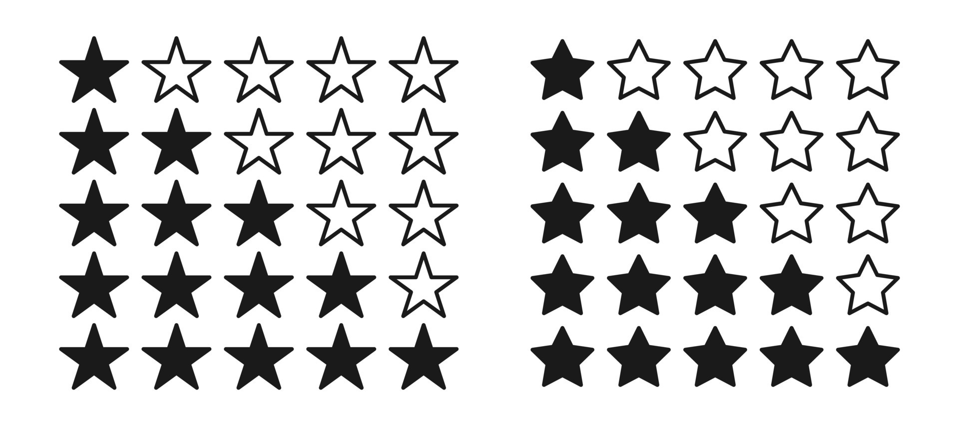 Five stars rating. Outline rating stars. Five stars rate. Outline icon ...