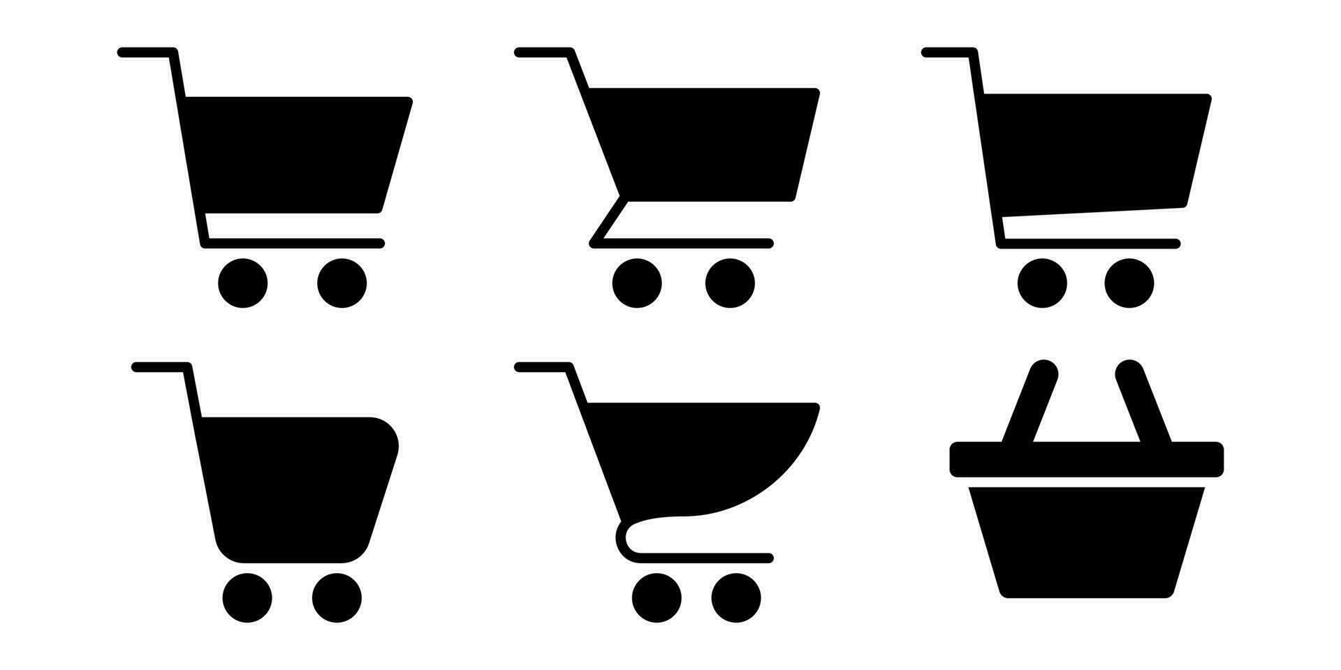 Shopping cart icon. Trolley symbol. Cart icon set. Glyph shopping cart. Glyph trolley symbol. Stock vector illustration