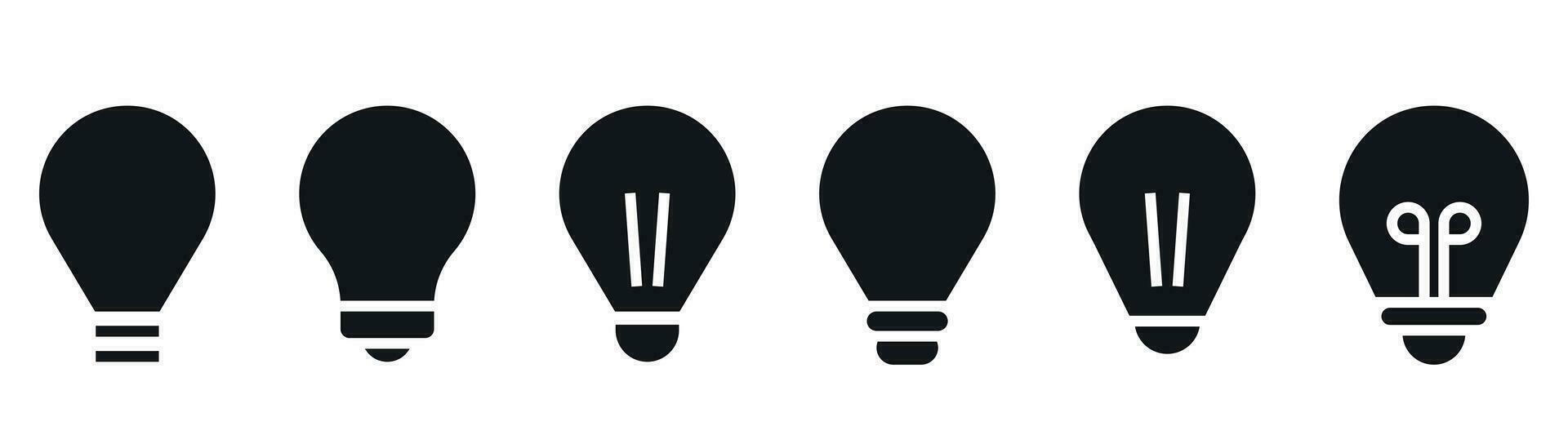 Lightbulb icon set. Glyph lamp icon. Idea symbol. Light bulb sign in glyph. Lamp vector illustration. Solid lightbulb icon. Stock vector illustration.