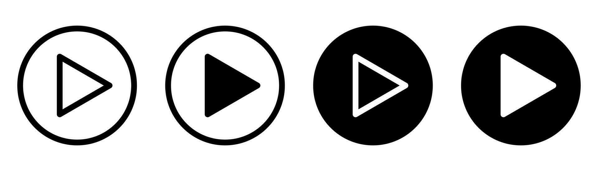 Play button. Media button collection. Play symbol in line and glyph. Audio sign in circle. Media icon collection. Stock vector illustration