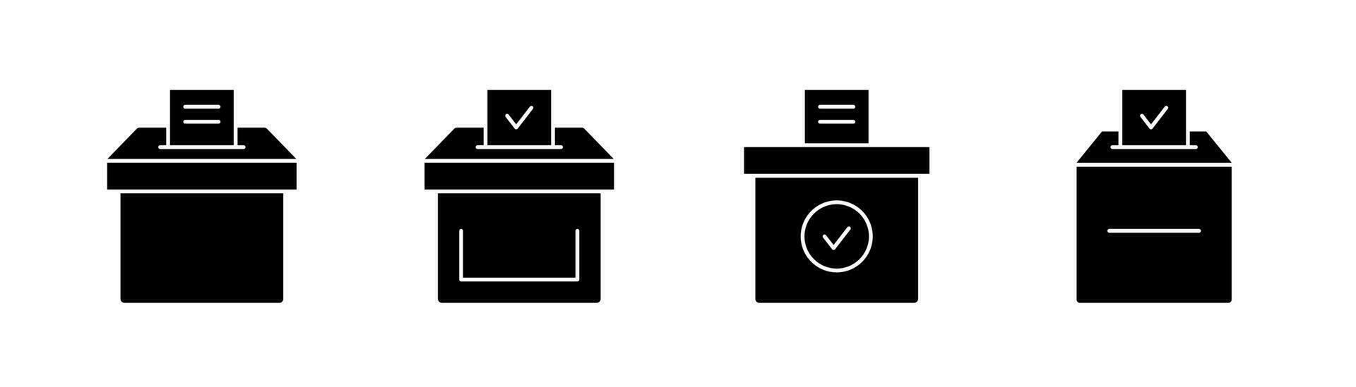 votar caja icono en glifo. elección caja íconos colocar. negro votar boletín icono. votación caja en glifo. valores vector ilustración.