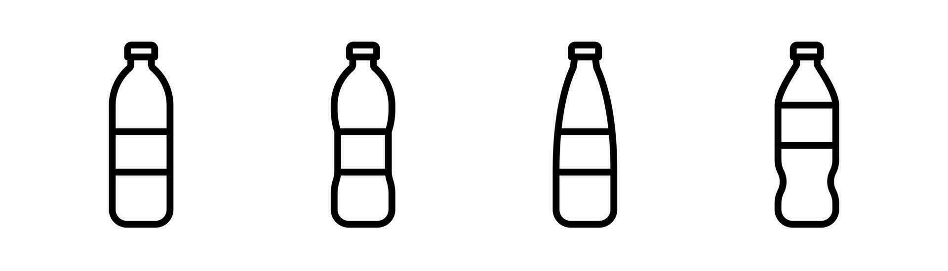 botella icono en línea. el plastico botella icono. mineral agua poder. línea botella íconos colocar. valores vector ilustración