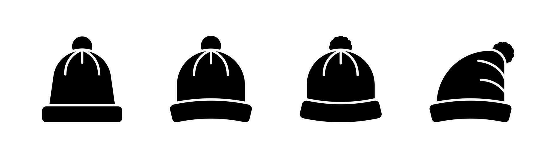 invierno sombrero glifo icono. invierno gorra símbolo. Navidad sombrero glifo icono. invierno sombrero icono colocar. valores vector ilustración.