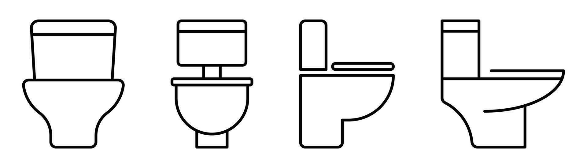 Toilet icon set. Bathroom pan symbol. WC icon in line. Toilet icon in outline. WC illustration. Toilet pan in linear. Stock vector illustration