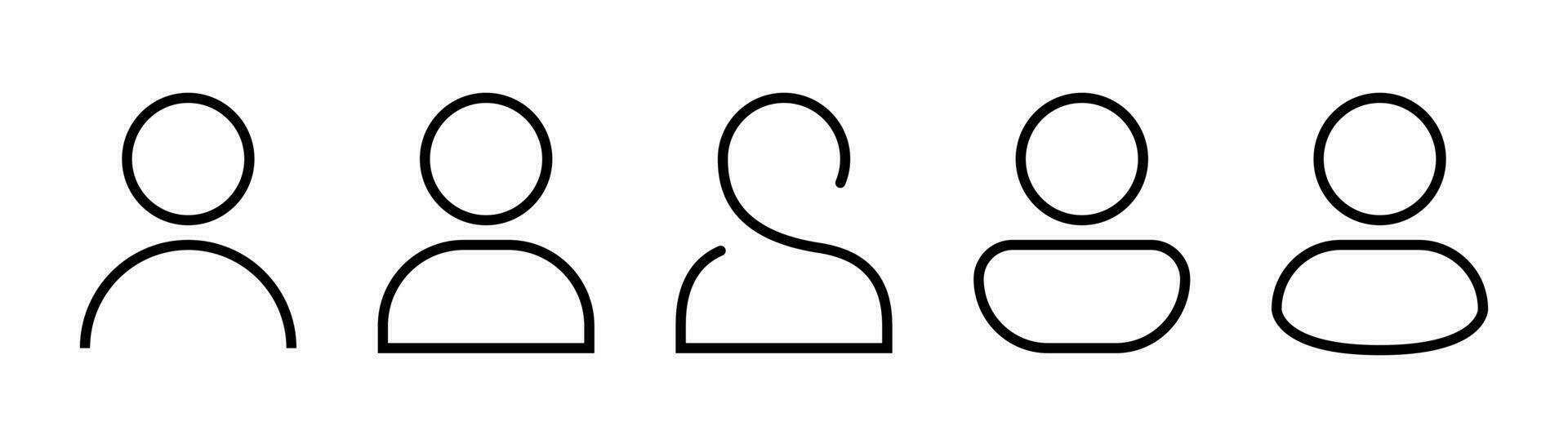 User avatar line icon. User profile icon set. Avatar symbol in outline. User pictogram in line. Stock vector illustration