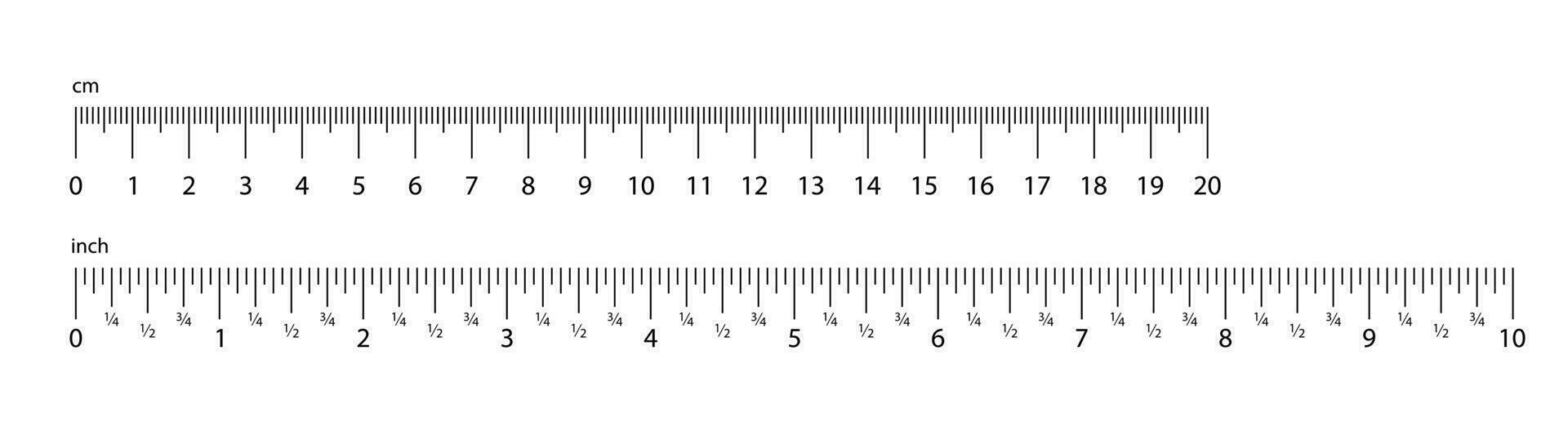 Metric ruler. Inch ruler icon. Cm and inch ruler. Scale grid in line. Metric and inch scale. Stock vector