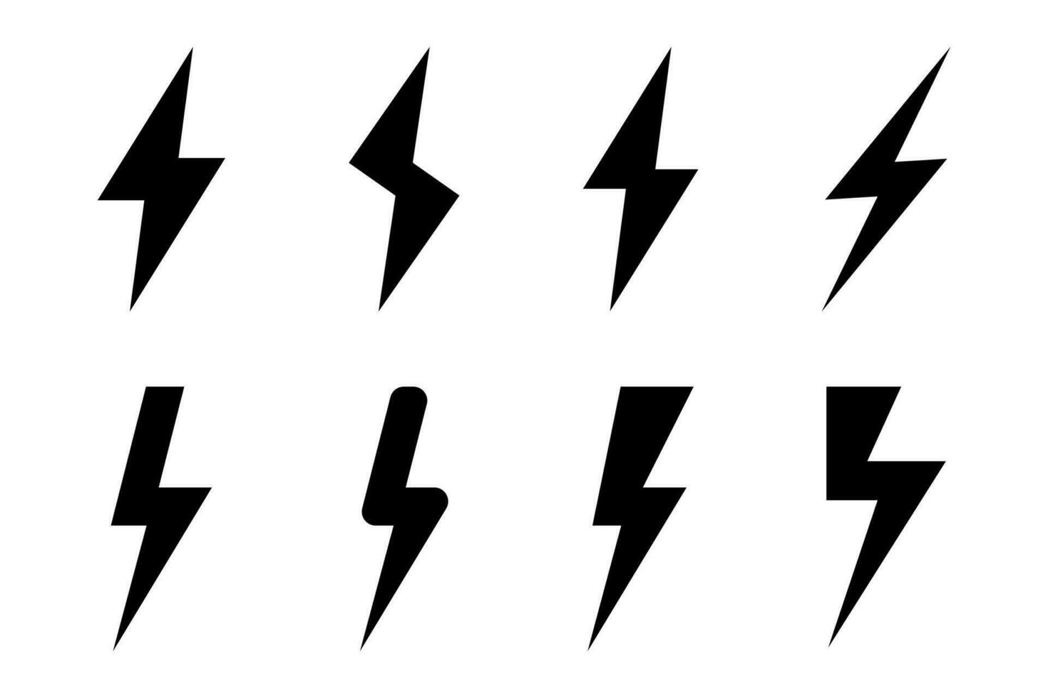 Power icon. Lightning bolt icons set. Thunderbolt sign vector. Charge symbol in black. Power icon set. Flash sign vector