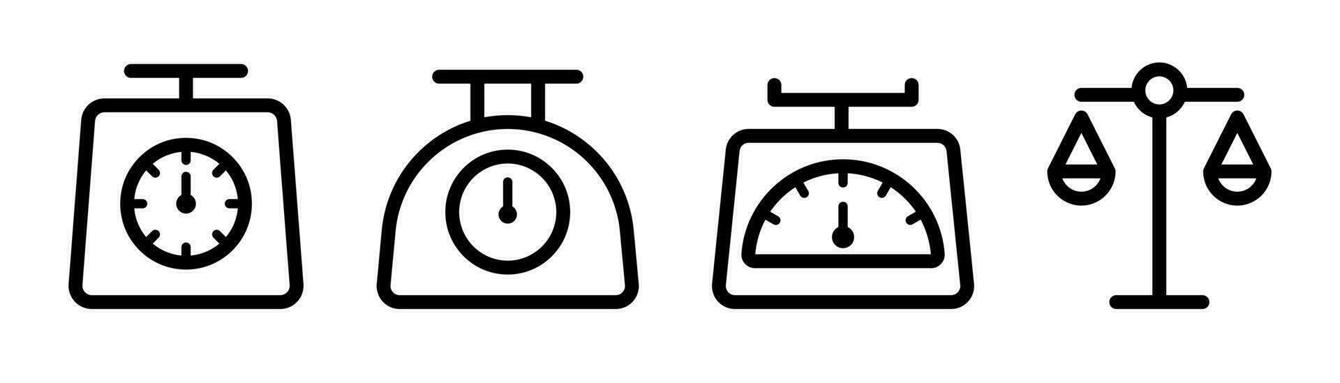 Weight scale icon. Outline food scale. Scale for food. Balance symbol in line. Stock vector