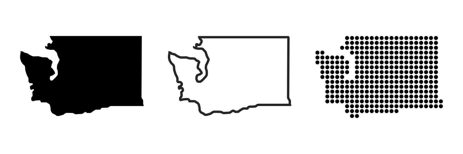 Washington estado mapa contorno. Washington estado mapa. glifo y contorno Washington mapa. nosotros estado mapa. vector
