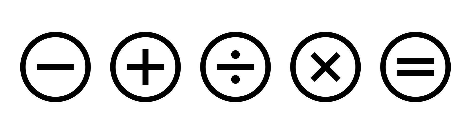 Calculator icons set. Minus, plus and equal symbols. Mathematic symbol
