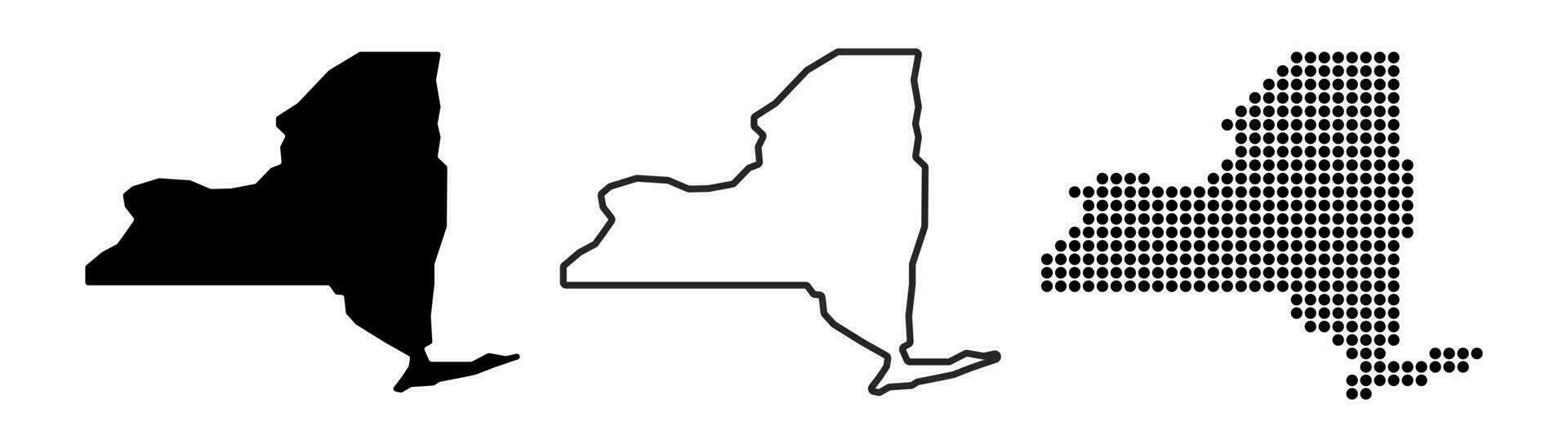 New York state map contour. New York state map. Glyph and outline New York map. US state map. vector