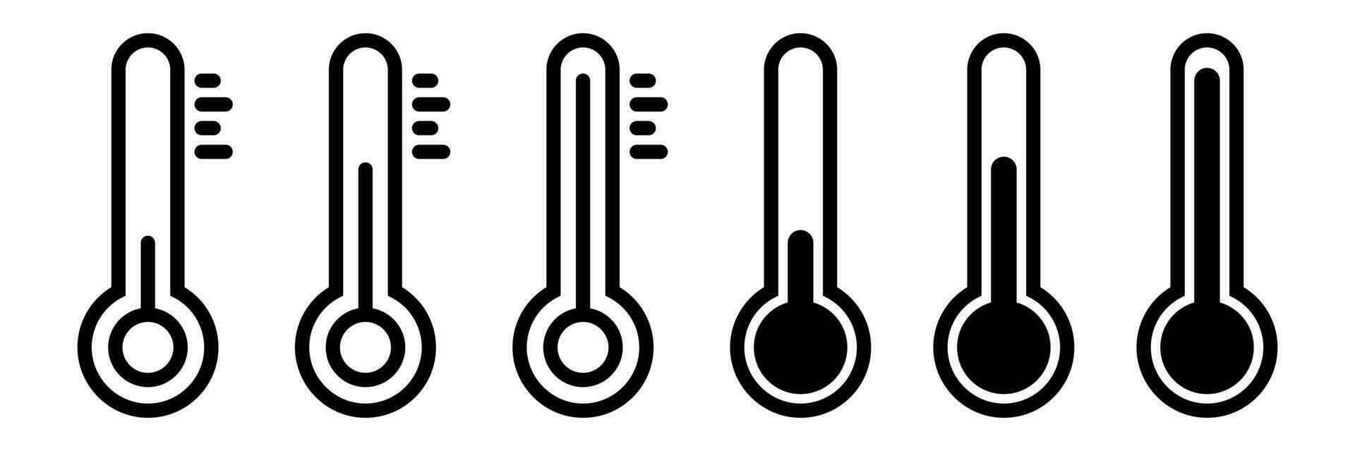 Temperature icon set. Thermometer symbol. Outline temperature symbol