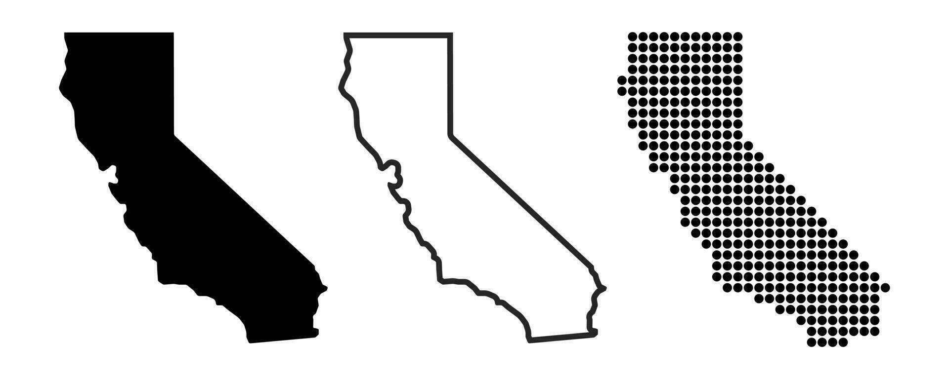 California map contour. California state map. Glyph and outline California map. US state map. Los Angeles symbol. San Francisco illustration vector