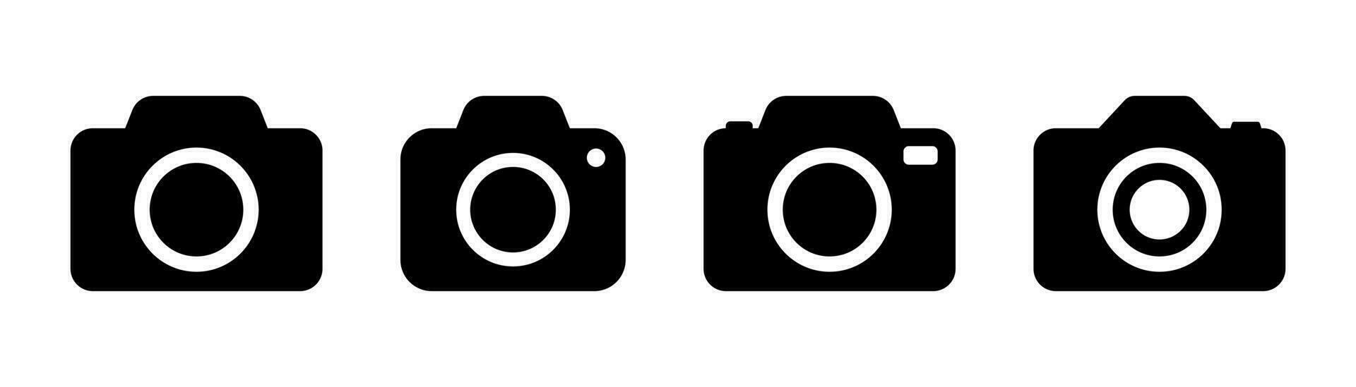 Camera icon set. Photo camera icon in glyph. Photo and video symbol. Camera icon in black. Stock vector illustration